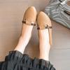 Fashion Women's Spring Casual Square Toe Low Soft Soles Lolita Red Flats Women's Elegant French Vintage Buckle Mary James