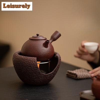 Brown Red Old Rock Mud Tea Warmer Holder Candle Heater Stove Household Kettle Stand Baked Milk Jar Carbon Furnace Cha Decoration