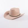 Europe, America, Autumn and Winter New Fashion Casual Belt Buckle Upturned Edge Big Brim Wool Felt Denim Hat Outdoor Warm Top Hat Tide