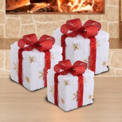 3Pcs Lighted Gift Boxes, Christmas Decorations Box Decrations, Xmas