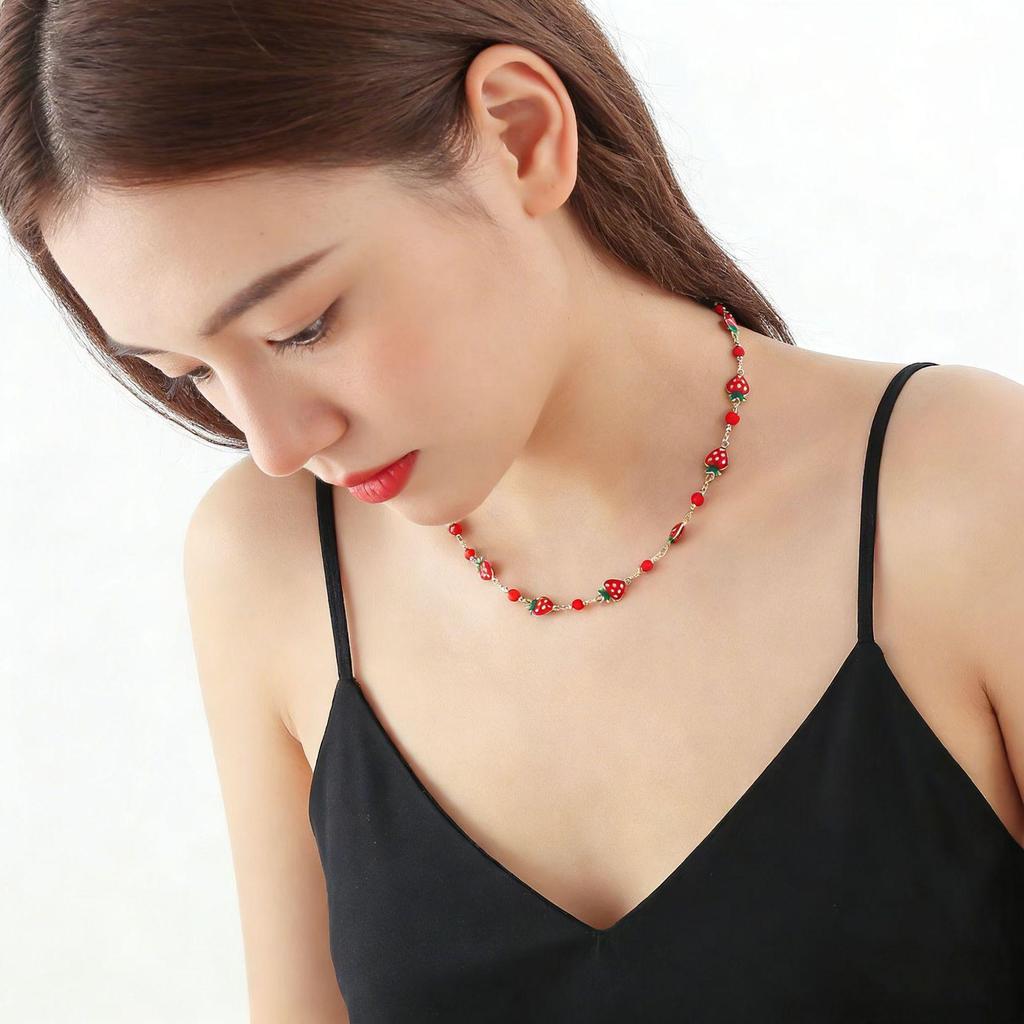 Elegant Women's Strawberry Bracelet - Sweet Summer Fashion Fruit Jewelry