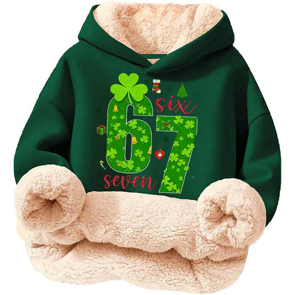 Children's Fashionable Printing Casual Fleece Hooded Loose Fit Hoodie Without Pockets