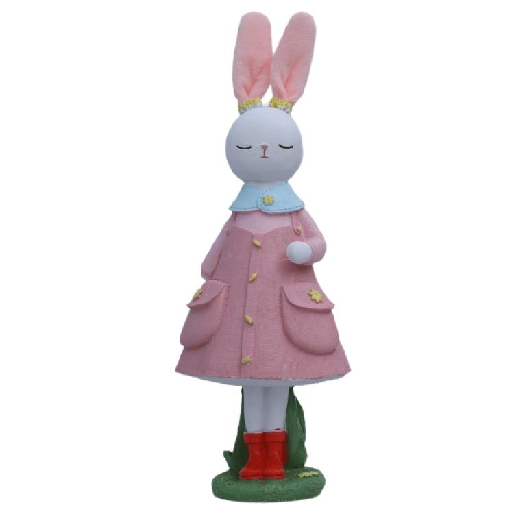 Lovely Resin Rabbit Ornament Seasonal Home Decoration Designed For Spring Festival And Family Gathering