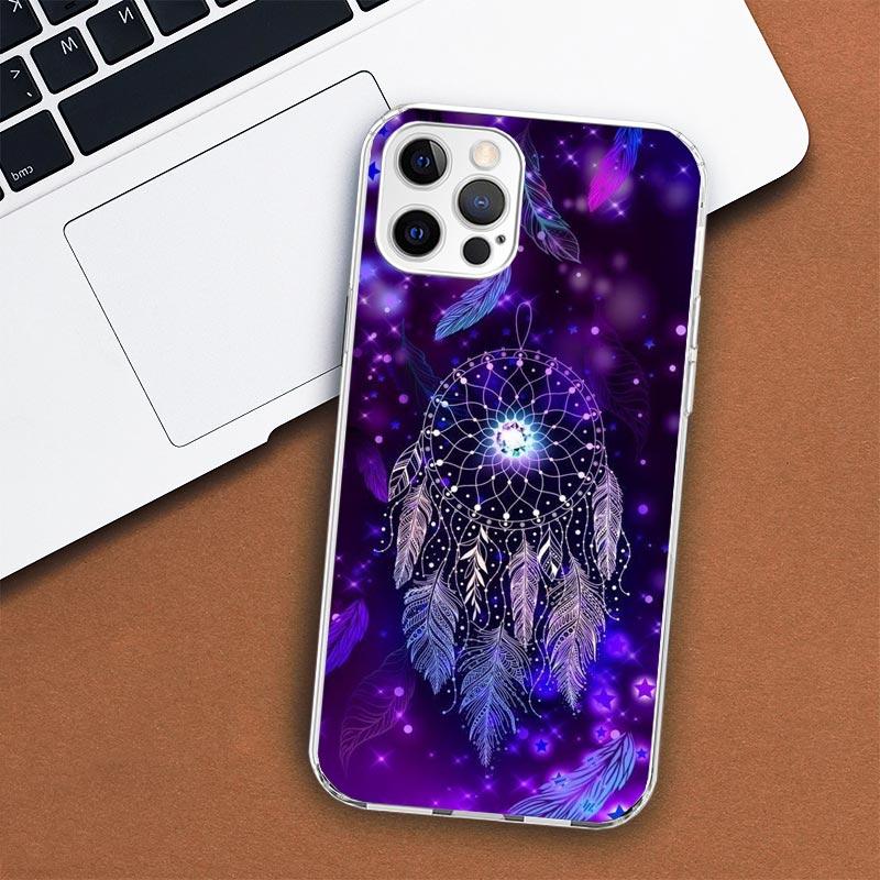 Retro Peří Lapač snů Pouzdro na telefon Pro Apple iPhone 11 12 13 15 14 Pro 7 XR X XS Max 8 Plus + Mini SE Vlastní potisk Měkké C