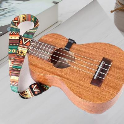 Háček na popruh na ukulele Etnický kostkovaný potisk Nastavitelný termotransferový kytarový pás Hudební nástroj