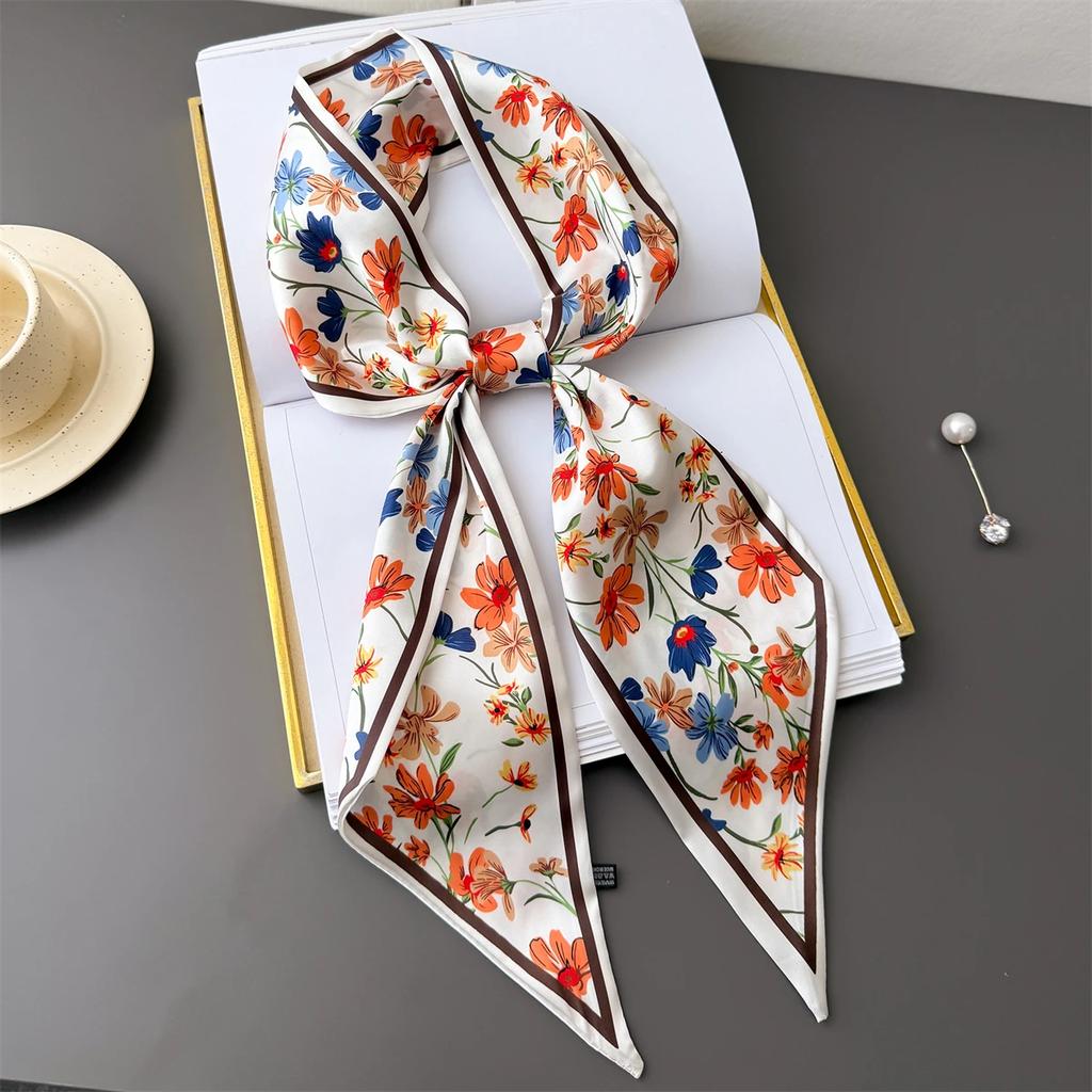 New Animal Leopard Scarf Skinny Ribbon Hairbands Women Neck Kerchief Foulard Soft Hair Bands Scarves Bag Handle Ribbon