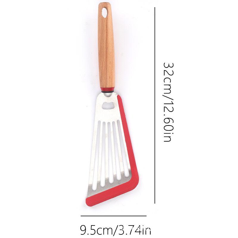 Stainless Steel Silicone Multi-functional Slotted Spatula - High Temp Resistant for Fish & Steak Frying, Cooking Tool