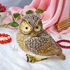 FJ FENGZHIJIE Owl Jewelry Box, Crystal-Decorated Enamel Trinket Box with Gold-Plated Frame, Decorative Animal Storage Case for Rings and Earrings