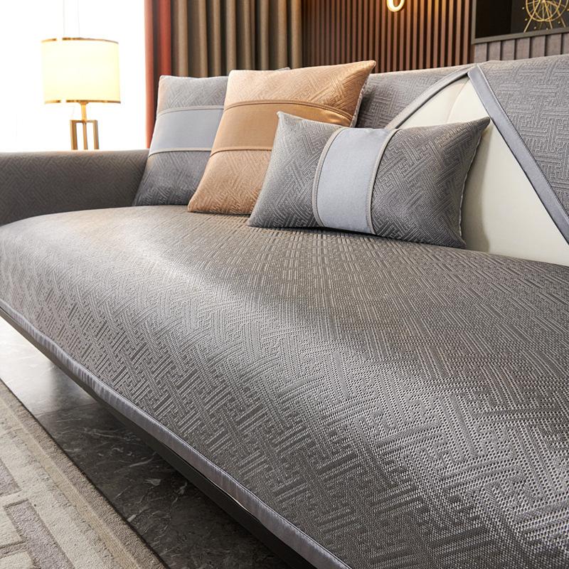 

Ice Silk Sofa Cushion Leather Light Luxury Summer Mat Seat Cushion Simple Modern High-End Non-Slip Leather Sofa Cover 70*70cm