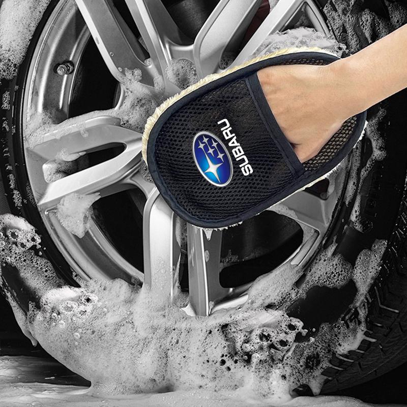 Car Interior Cleaning Gloves Double-sided Plush Detailing Valve Cap For Subaru Impreza Legacy WRX STI BRZ Forester XV Outback fu8