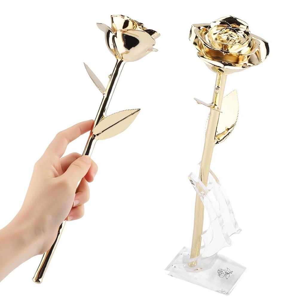 24K Gold‑Plated Real Rose Valentine's Day Golden Rose with Base Gift Decoration for Girlfriend