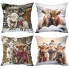 Cute Highland Cows and Goats Winter Pattern Cushion Covers Polyester pillowcase, sofa decorative cushion cov Headboard Pillow