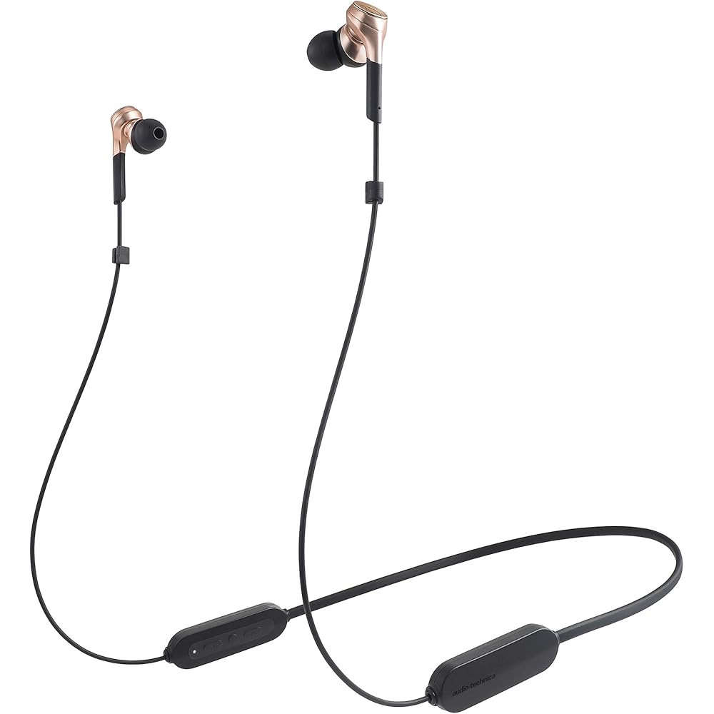 Audio-Technica ATH-CKS660XBT CGD Wireless Earphones, Bluetooth, Solid Bass, with Microphone, Copper Gold (ATH-CKS660XBT CGD)