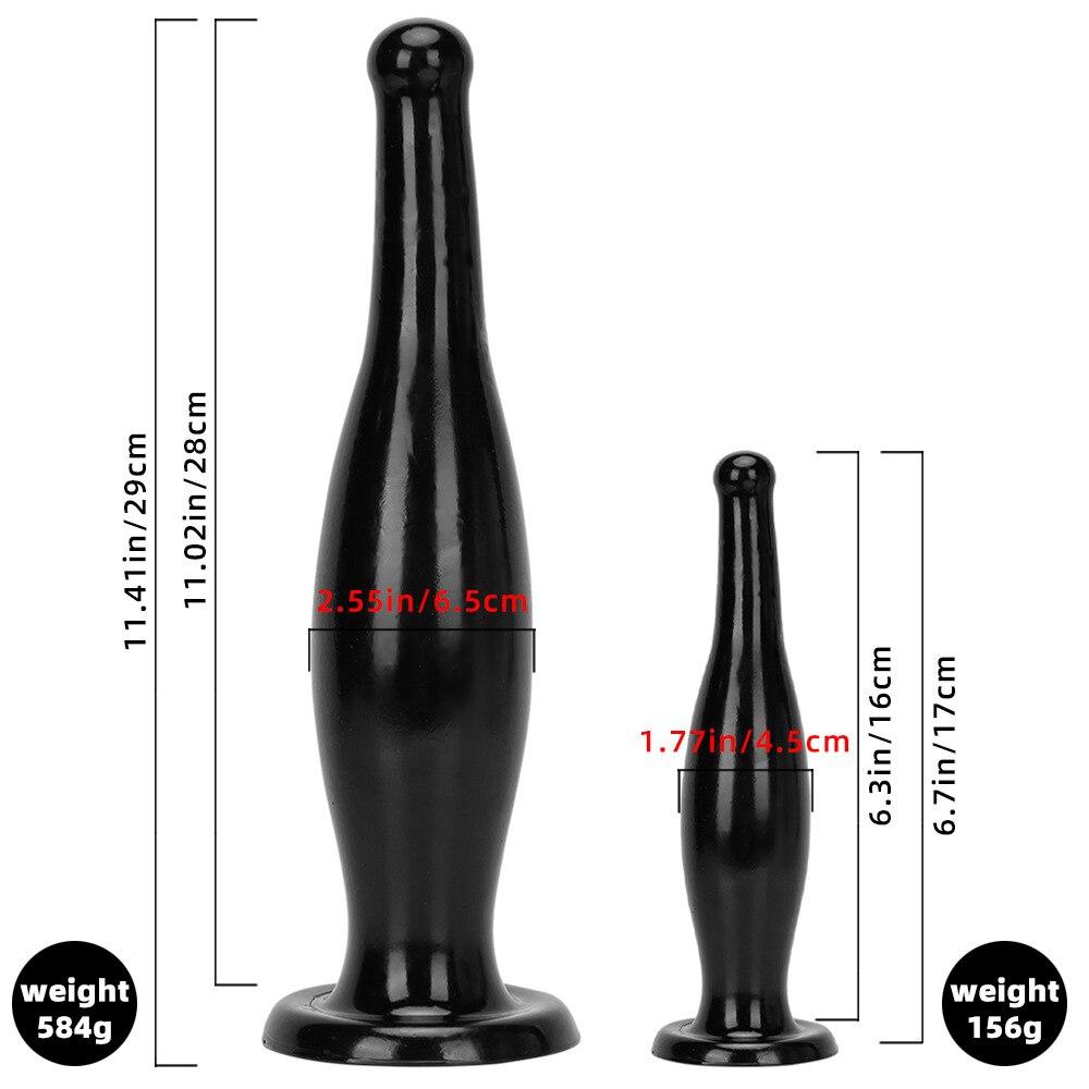 Black Bottle Shape Anal Plug with Sucker Anal Dilator Adult Sex Toy Masturbator Fisting Big Dick Realistic Dildo PVC BDSM