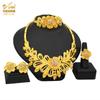 2026 Middle East Gold Wedding Jewelry Set Indian Bridal Necklace Ring Earrings Bracelet Four-piece Set