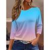 Womens Round Neck 3D Dinosaur Print Tee - Casual Fit 7/8 Sleeve 2025