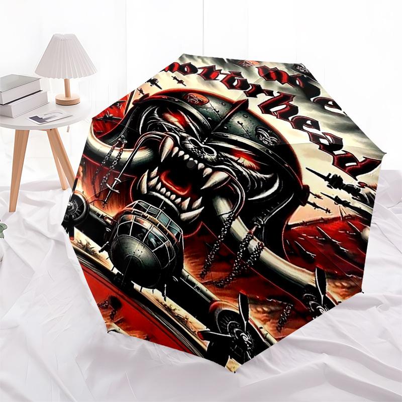 1 Stück Motorhead Automatisches Öffnen, Winddicht, Kompakter Reiseschirm, Geschenk für Geburtstag, Weihnachten, Geschäft 93032