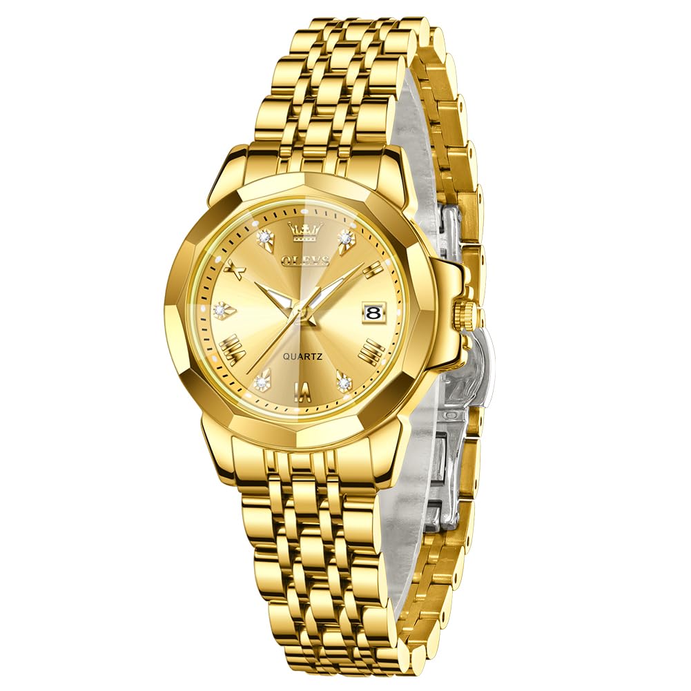 

OLEVS Quartz Watch with Stainless Date Fragrance Gold Women s Scent, Lightweight, Steel, Display, Diamonds, Waterproof, Luminous, Gift, Watch,