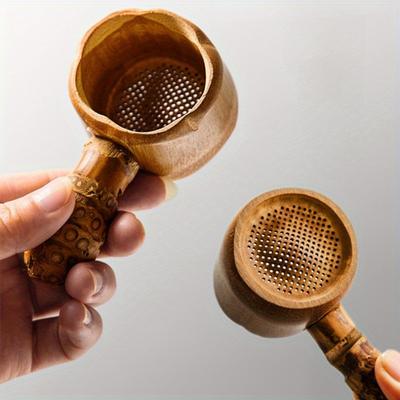 2Pcs Bamboo Wooden Tea Filter Mesh Tea Infuser Japanese-style Tea Ceremony Reusable Strainer Mesh Strainers Kitchen Accessories