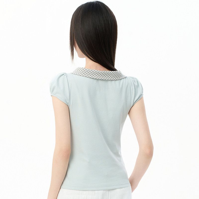 New Hot Girl Short-sleeved T-shirt for Women Slim Fit and Versatile Casual Bow Tie Pullover Elegant Top for Women