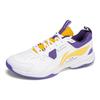 Li Ning Ace V Collection Cushioning Slip Resistant Abrasion Resistant Low Top Badminton Shoes Unisex White Purple AYTT001-4