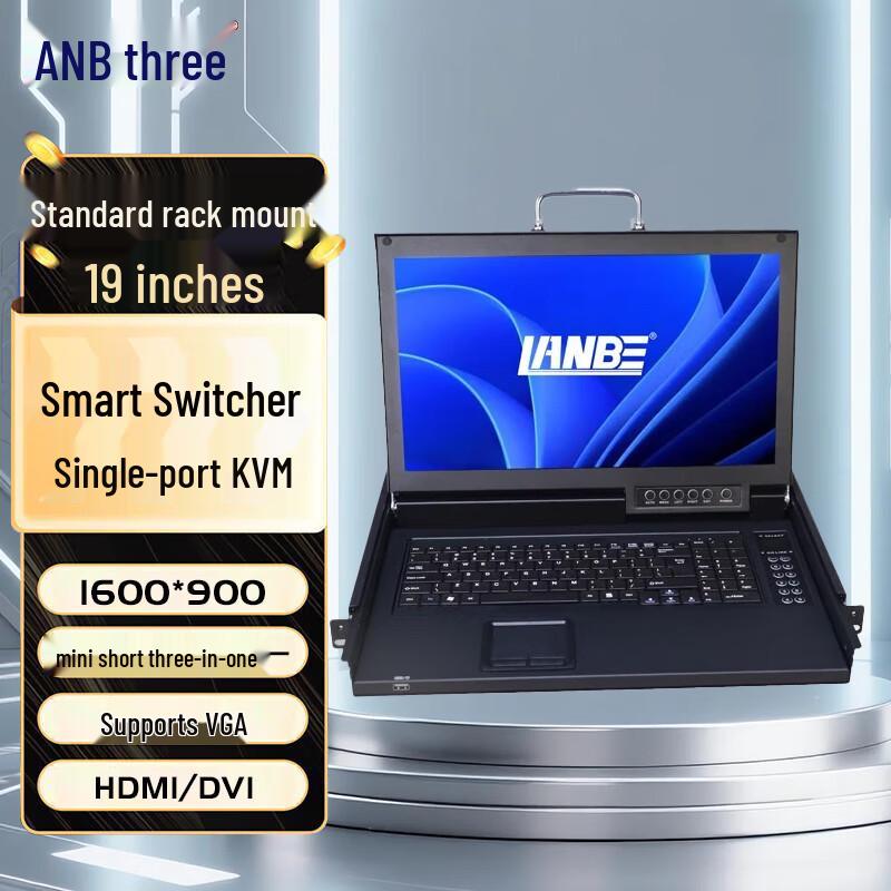 LANBE LCD KVM Switch Kit with LED Screen