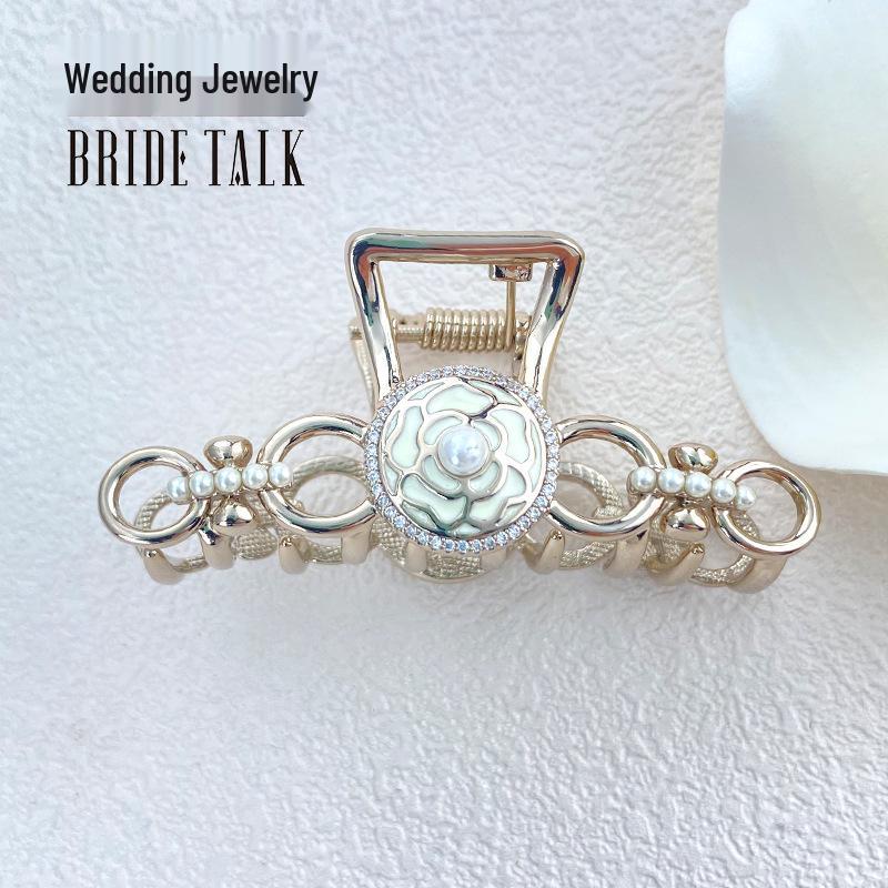 

Элегантная французская ретро заколка для волос с цветочным узором: Изысканный, Универсальный и Модный для Женщин кофейный/золотой