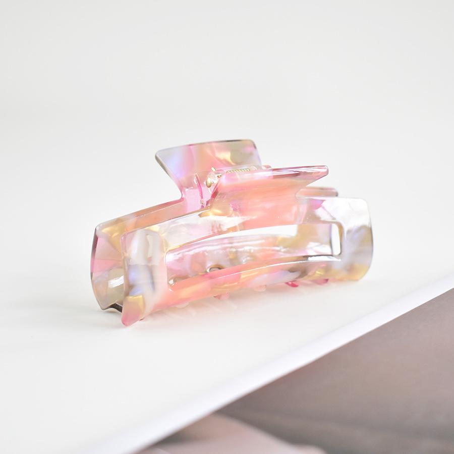 European & American Women’s Black & White Checkered Hair Clip - Large Acetate Acrylic Claw for Bun Hairstyles