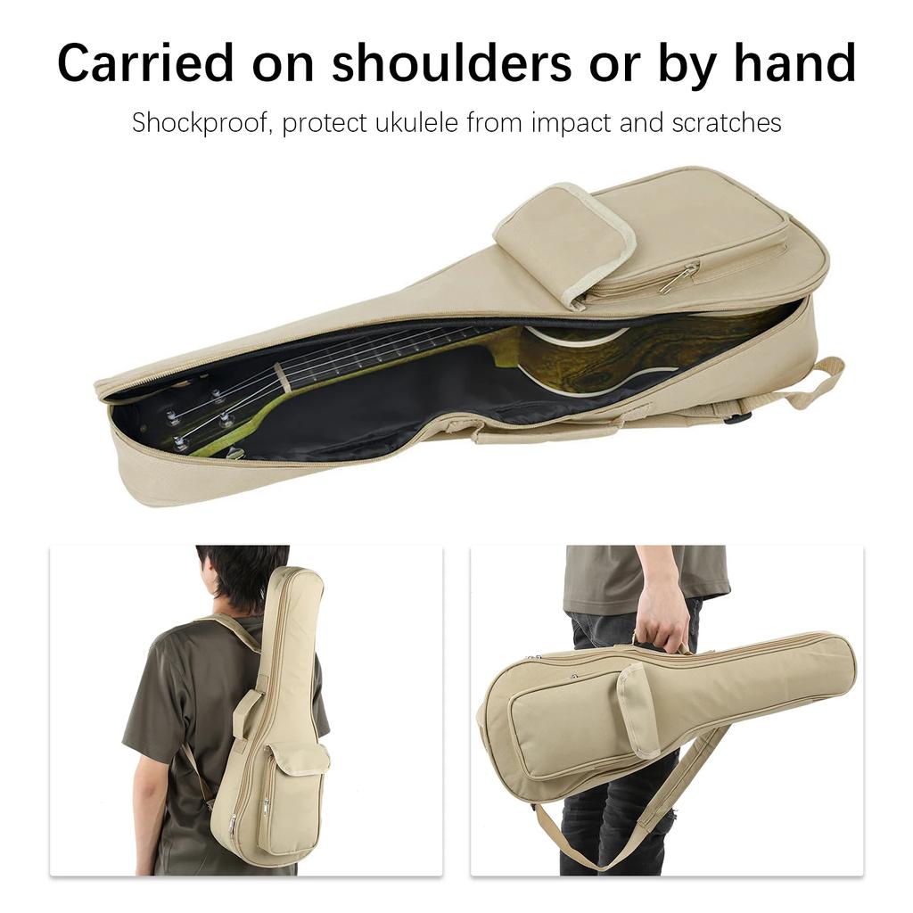 Ukulele Carry Bag Case Guitar Parts Musical Instrument Accessories Beige 24in IN‑25