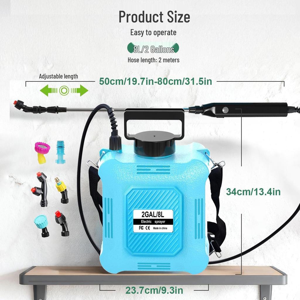 Electric Gardening Sprayer 5-8L: Long Battery, High-Pressure for Irrigation, Pest & Cleaning