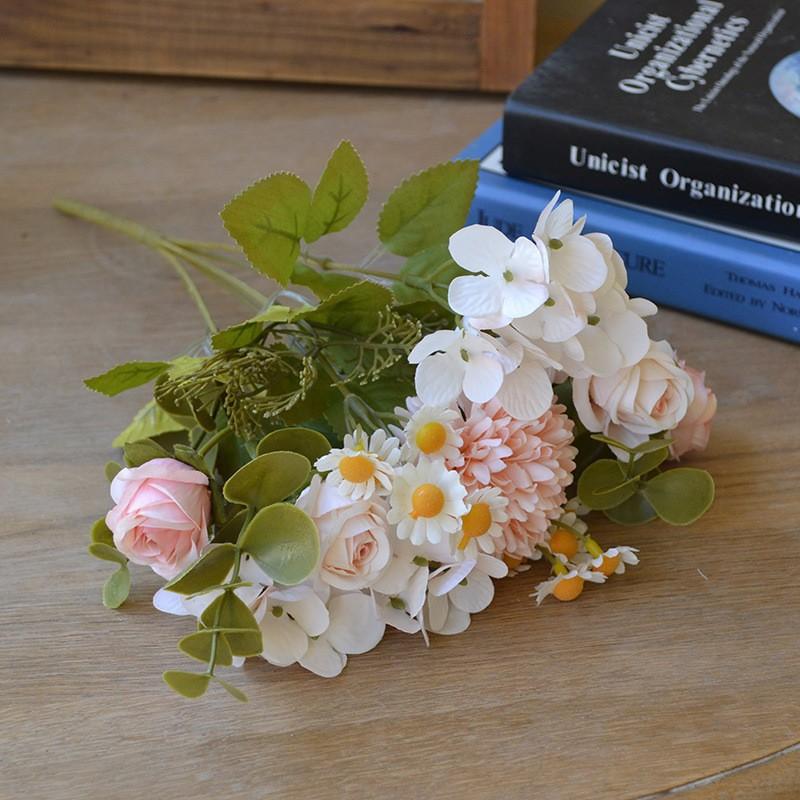 Faux Flower Autumn Color, Retro Small Bouquet, 7-pronged Hydrangea Rose, Wedding Arch, Leading Flower Decoration, Artificial Chamomile