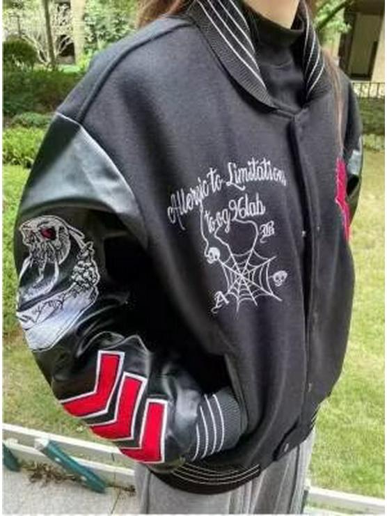 Retro Embroidered Unisex Baseball Jacket - Spring & Autumn