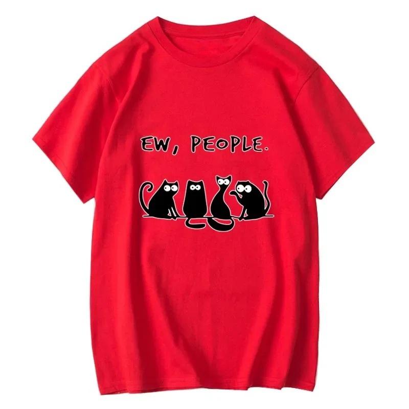 Funny Women's T-shirt Cool Cat Printed Summer Casual Loose Cool T Shirt O-Neck T-Shirt 2000s Vintage Summer Clothes Y2k Tops