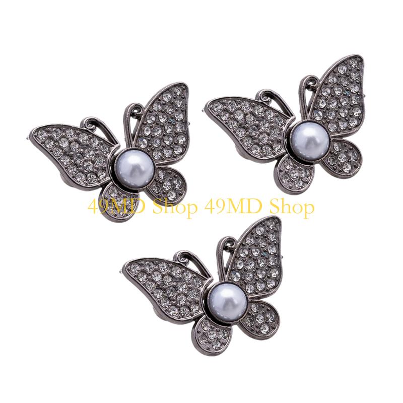 49MD Jeans Waist Tighteners Rhinestones Butterfly Fitness Pin 3PCS Women Accessories