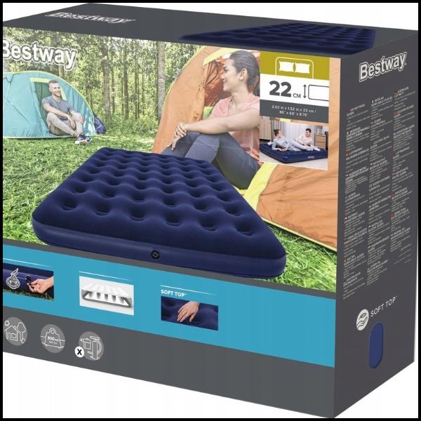 Large Double Velvet Mattress Bestway Soft 191×137×22 Navy Blue