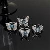 Butterfly Dance Series Gradual Change Blue Light Luxury High Sense Open Ring Butterfly Niche Design Personality Fold Ring Women