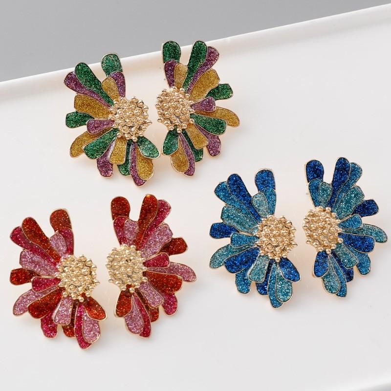 Pinkdudu Vintage Exaggerated Large Flower Zinc Alloy Earrings Fashion Trendy Stud Earrings Women PD2365