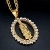 Hip Hop Iced Out Große Jungfrau Maria Halsketten Anhänger Goldfarbe Edelstahlkette Für Frauen Christlicher Schmuck Madonna XL1145