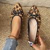 Leopard Suede Low-Top Single Shoes Women's Autumn New Pointed Toe Shallow Mouth Bow Soft Sole Soft Side Non-Slip Flats