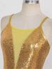 Womens Latin Dance Costume Sparkling Sequins Fringed Leotard with Elegant Cross Back Bodysuit Design