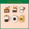 Creative French Style Warm Tone Coffee Set Brooch Featuring Geometric Design And Unique Charm