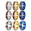 8mm Acacia Wood Inlaid Titanium Steel Men's Ring - Durable, Fade-Resistant Wood Grain Design