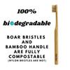 Natural bristle bamboo toothbrush (nylon-free) - 100% biodegradable, boar bristles, bamboo handle, zero waste - 6-pack