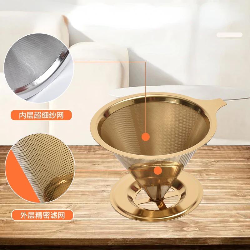 Colino per Caffè in Acciaio Inossidabile Facile da Pulire e Riutilizzabile Imbuto Doppio per Caffè Accessori per Caffè Strumenti per la Preparazione del Caffè