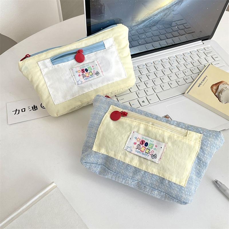 Cute Canvas Pencil Case Cute Multi Functional Large Capacity Stationery Organizer Storage Bag Student Pen Bag Makeup Bag