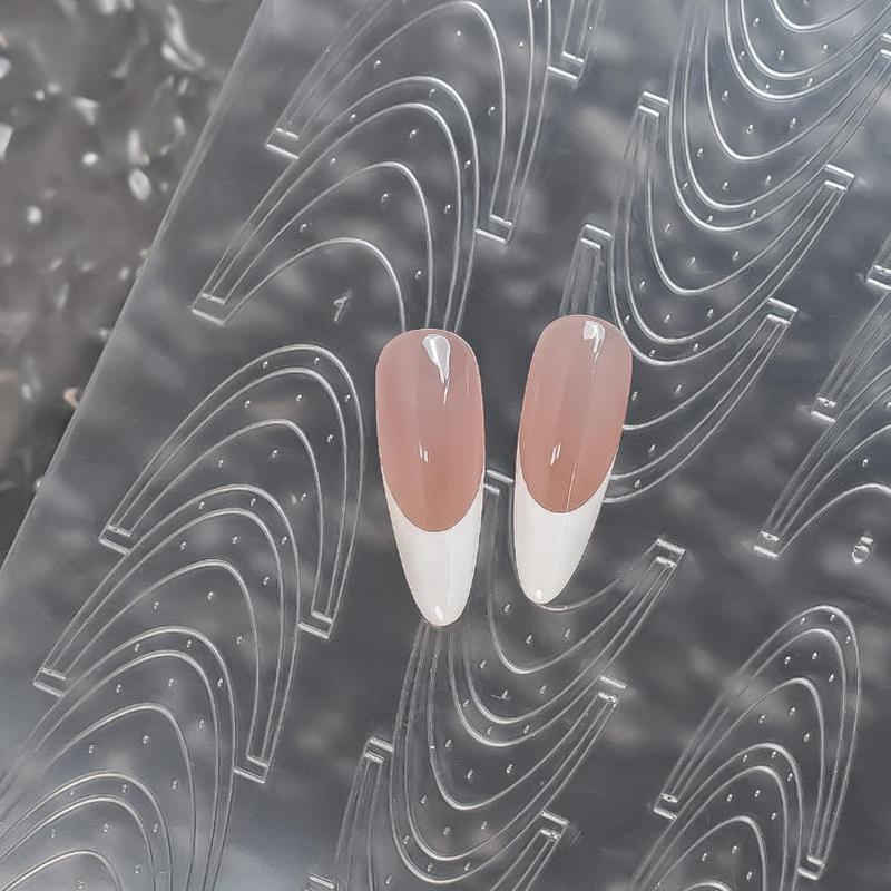 Fully Transparent Hollow French Nail Stickers Spray Painting Stencil French Edges Templates Patting Glue Adhesive Auxiliary Tool