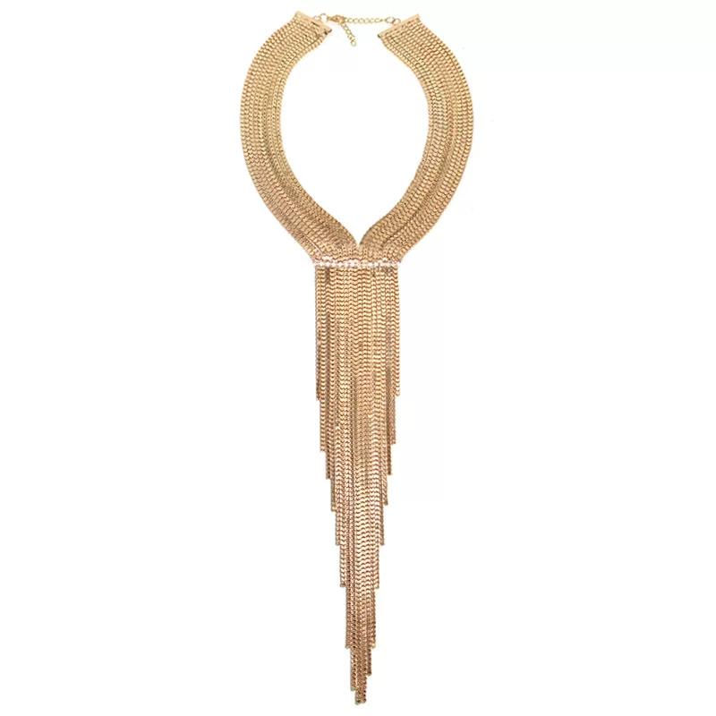 

Metal Snake Bone Women s Asymmetric Sexy Night Club Style Necklace золотой