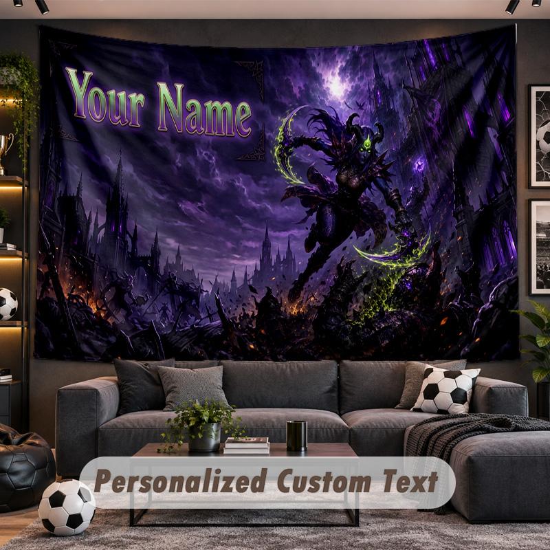 World of Warcraft Personalized Tapestry Support Custom Name, Wall Art Home Decoration