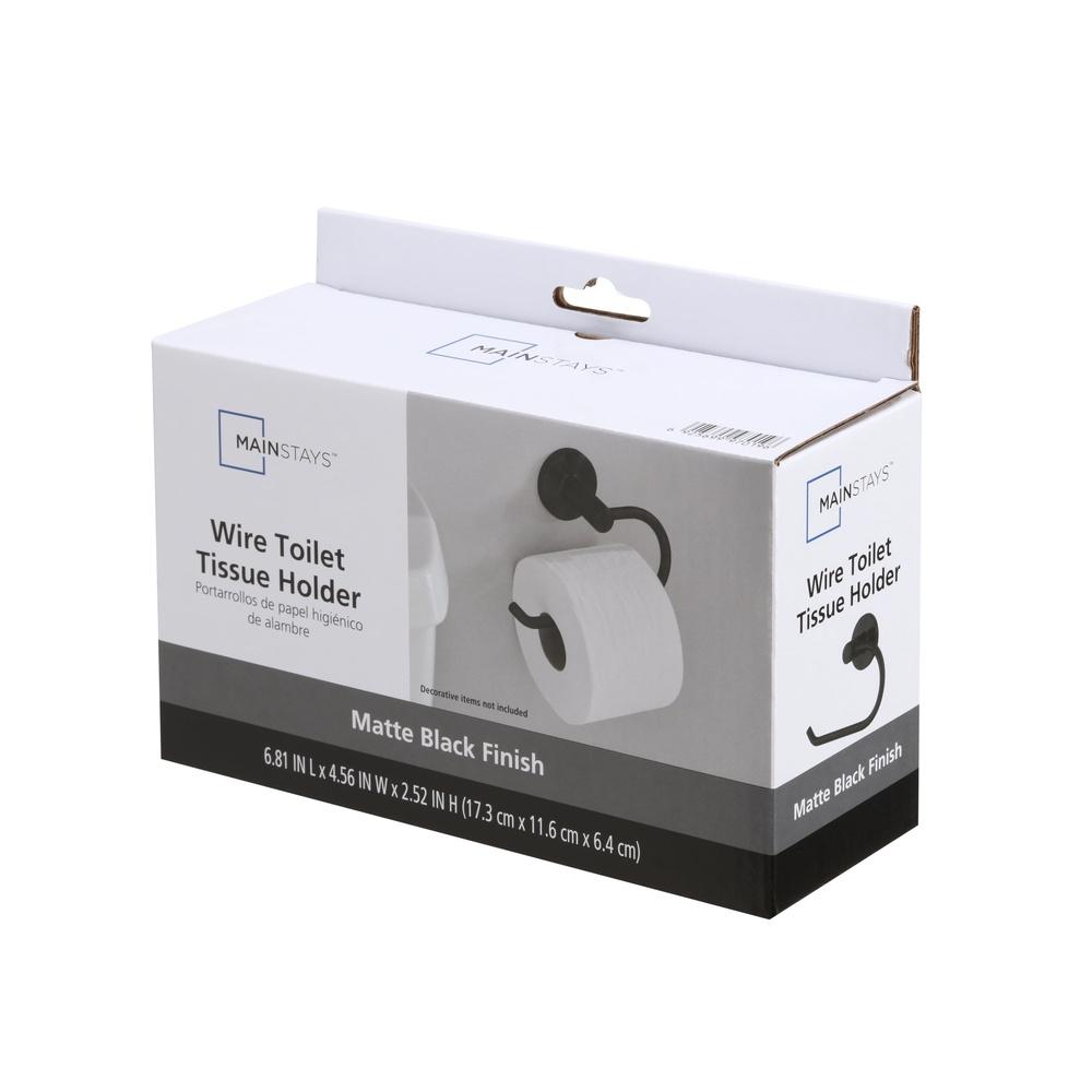 Modern Round Toilet Paper Holder Black Bath Accessory Durable Zinc Aluminum Easy Installation Concealed Screws Stylish Bathroom