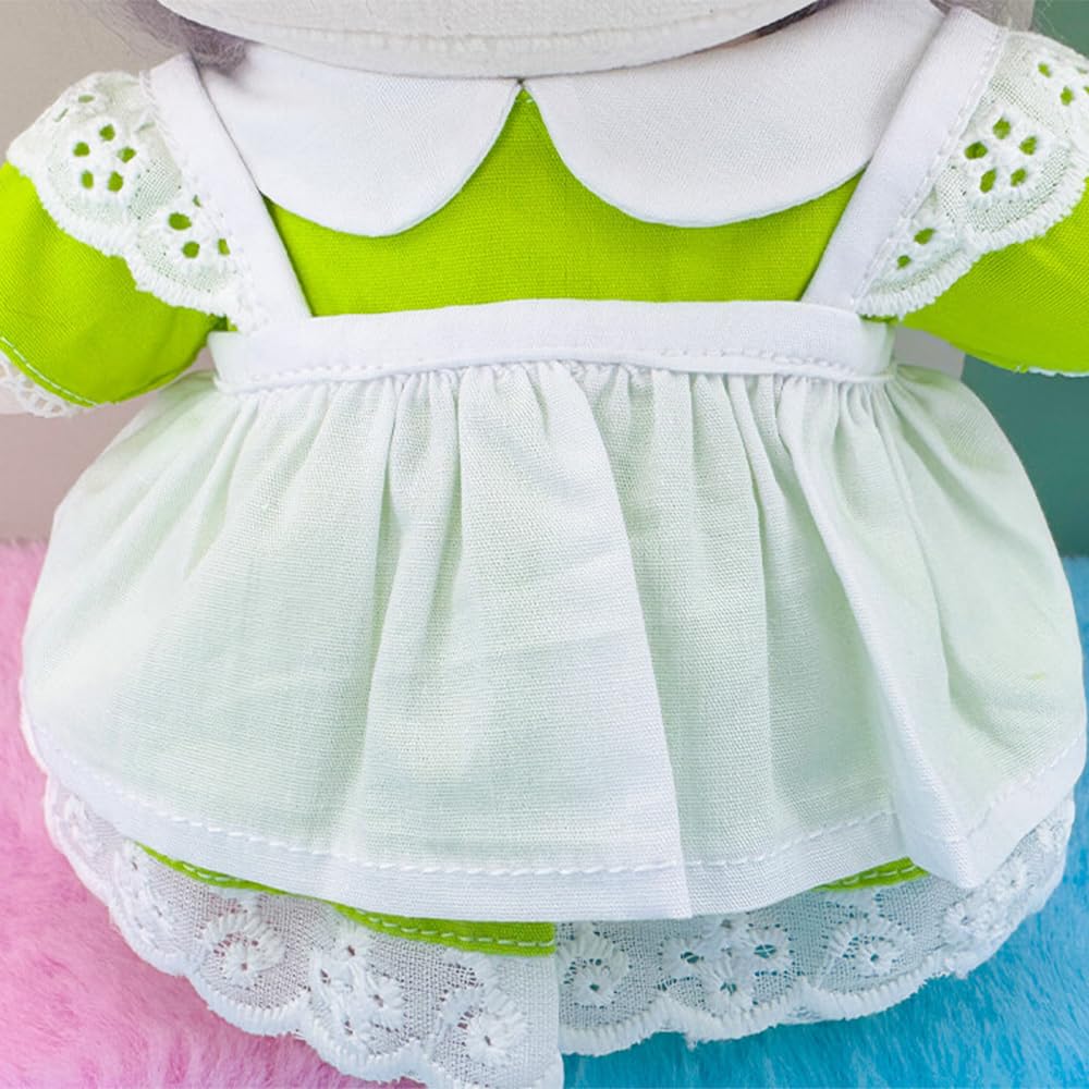 niannyyhouse 20cm Plush Maid Outfit Cotton Doll Accessories Clothes, 3-Piece Set, Headwear, Dress, Apron, Clothes, Dress-Up (Blue)